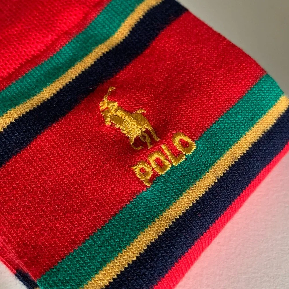 NWOT Ralph Lauren long socks striped multicolor (gold logo)